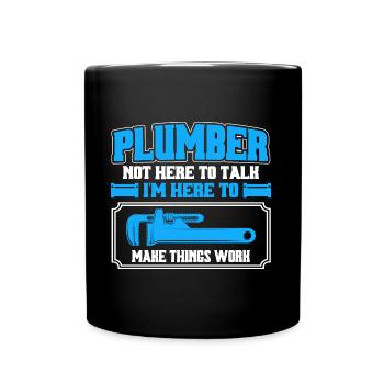 Ici pour faire fonctionner les choses Plombiers - Mug uni - noir - Devant