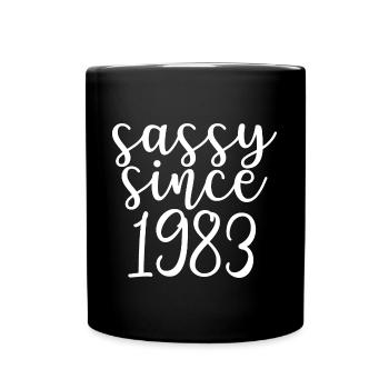 frech seit 1983, Geschenk zum 40. Geburtstag 40 Jahre alt - Tasse einfarbig - Schwarz - Vorne