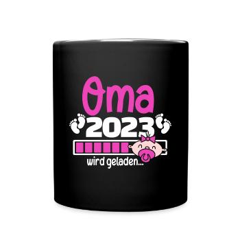 Oma 2023 wird geladen - Tasse einfarbig - Schwarz - Vorne