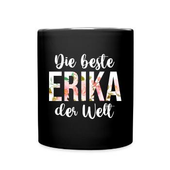 Vorname Erika - Tasse einfarbig - Schwarz - Vorne