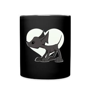 süßer Hund mit Herz. Shirt, Sticker, Hoodie ... - Tasse einfarbig - Schwarz - Vorne