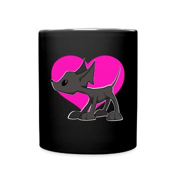 süßer Hund mit Herz in pink. Shirt, Sticker,... - Tasse einfarbig - Schwarz - Vorne