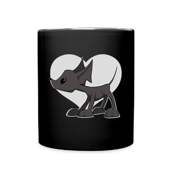 süßer Hund mit Herz. Shirt, Sticker, Hoodie ... - Tasse einfarbig - Schwarz - Vorne