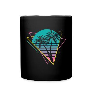 80s Vaporwave Palm Trees Retro Party - Full Colour Mug - black - Front