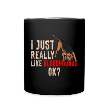 Bloodhound Hund Bluthund - Tasse einfarbig - Schwarz - Vorne