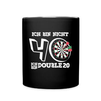 40. Geburtstag - Darts Doppel 20 - Tasse einfarbig - Schwarz - Vorne