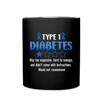 Diabetes Awareness Blue Diabetes Band Diabetes - Full Colour Mug - black - Front