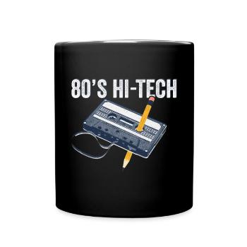 80er Jahre 90er Jahre Kassette Stift Retro Lustig - Tasse einfarbig - Schwarz - Vorne