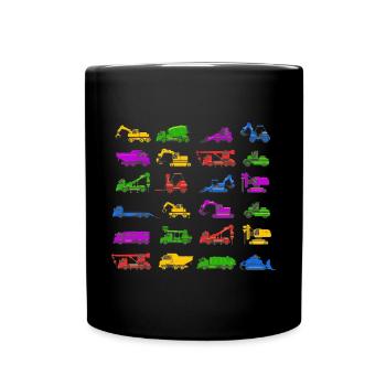 Children's excavator construction machinery for small construction workers - Full Colour Mug - black - Front