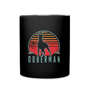 Doberman Retro Design - Tasse einfarbig - Schwarz - Vorne