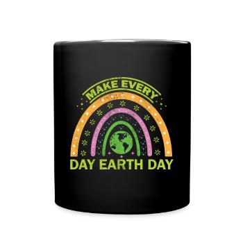Earth Day Environmentally Friendly Earth Planet Saving - Full Colour Mug - black - Front