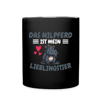 Nilpferd Lieblingstier Afrika Tier Geschenk Hippo - Tasse einfarbig - Schwarz - Vorne