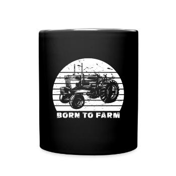 Lustiger Landwirt Spruch mit Traktor - Tasse einfarbig - Schwarz - Vorne