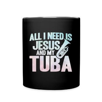 Tuba Jesus et mon cadeau de tuba - Mug uni - noir - Devant