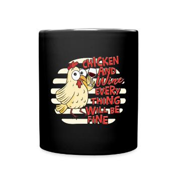 Poulets et vin - Mug uni - noir - Devant