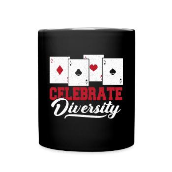 Celebrate Diversity Playing Cards Bluff Poker Card - Full Colour Mug - black - Front