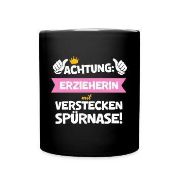 Erzieherin Idee Weihnachten Verstecken Lustig - Tasse einfarbig - Schwarz - Vorne