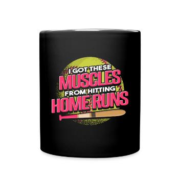 Ich habe diese Muskeln bekommen, weil ich Homeruns geschlagen habe - Tasse einfarbig - Schwarz - Vorne