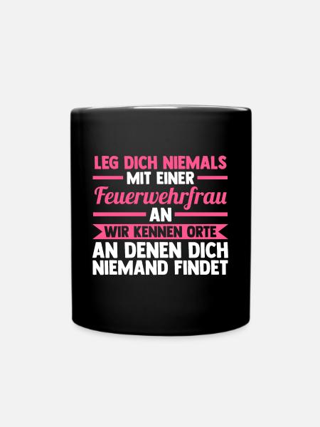 Feuerwehr Feuerwehrfrau - Tasse einfarbig - Schwarz