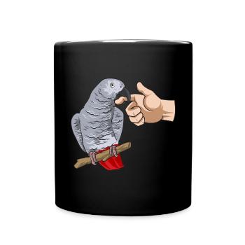 Graupapagei African Grey Parrot Papagei - Tasse einfarbig - Schwarz - Vorne