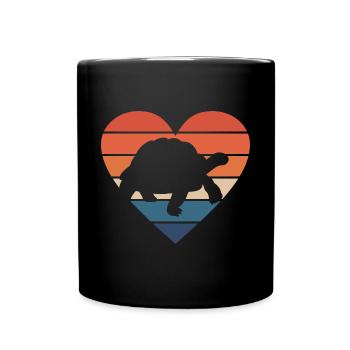 Tortoise Vintage Heart Reptile Retro Turtle - Full Colour Mug - black - Front