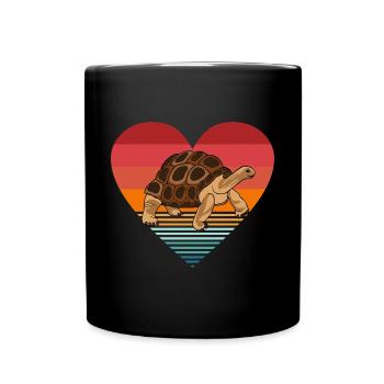 Retro Tortoise Turtle Reptile Vintage Heart - Full Colour Mug - black - Front