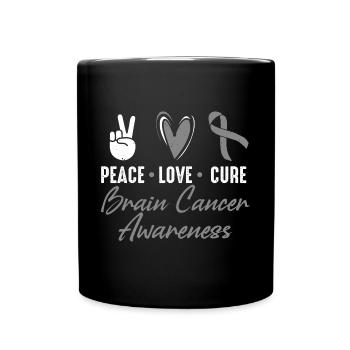 Peace, Love, Healing, Brain Tumor, Cancer, - Full Colour Mug - black - Front