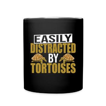 Reptile Turtle Funny Easily Distracted By Tortoise - Tasse einfarbig - Schwarz - Vorne