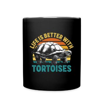 Retro Life Is Better With Tortoises Vintage Turtle - Full Colour Mug - black - Front