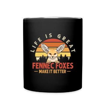 Fennek Fuchs Fennec Fox Wüstenfuchs - Tasse einfarbig - Schwarz - Vorne