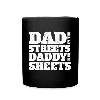 Papa coquin dans les rues Papa dans les draps - Mug uni - noir - Devant