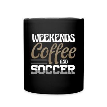 Week-ends Café et soccer Maman dit - Mug uni - noir - Devant