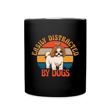 Facilement distrait par les chiens Drôle de maman de chien - Mug uni - noir - Devant
