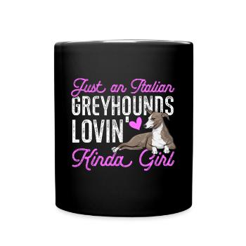 Italienischer Windspiel Windhund Hunde - Tasse einfarbig - Schwarz - Vorne