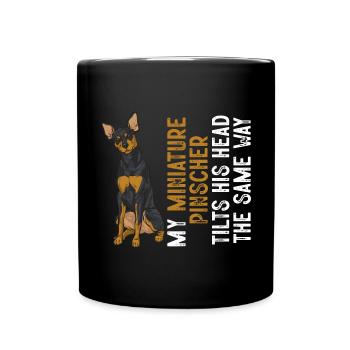Miniature Pinscher Rehpinscher Min Pin Dog - Full Colour Mug - black - Front