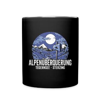 Alpenüberquerung Tegernsee Sterzing Pilgerweg - Tasse einfarbig - Schwarz - Vorne