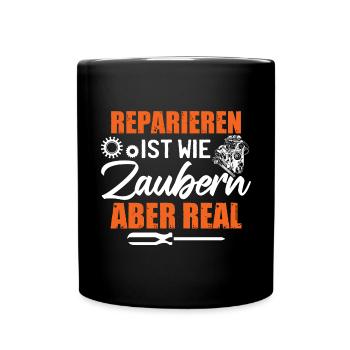 KFZ Mechaniker Humor Auto - Tasse einfarbig - Schwarz - Vorne