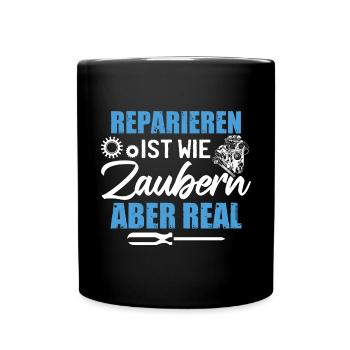 Schrauber Automechaniker - Tasse einfarbig - Schwarz - Vorne