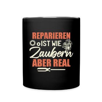 Autoschrauber Mechaniker Lustig - Tasse einfarbig - Schwarz - Vorne