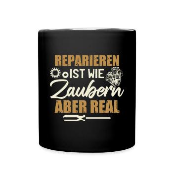 Mechaniker Lustige Auto Sprüche - Tasse einfarbig - Schwarz - Vorne