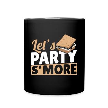 Marshmallow Camping Campfire Cool Let's Party Smor - Full Colour Mug - black - Front