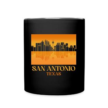 San Antonio Sunset Skyline Design für stolze San - Tasse einfarbig - Schwarz - Vorne