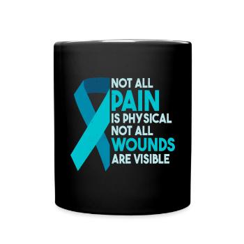 Teal Ribbon | PTSD Awareness Month - Full Colour Mug - black - Front