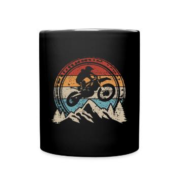 Motocross Retro Dirt Bike Rider Supercross Biker - Full Colour Mug - black - Front