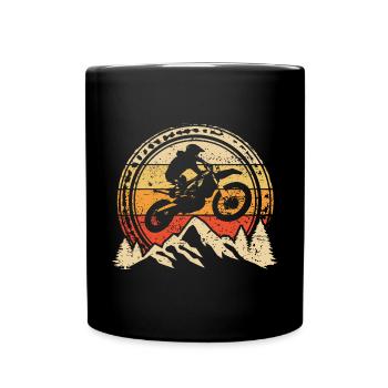 Motocross Retro Dirt Bike Rider Supercross Biker - Full Colour Mug - black - Front