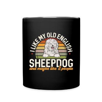 Old English Sheepdog Sheepie Bobtail - Full Colour Mug - black - Front