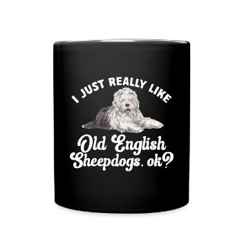 Old English Sheepdog Sheepie Bobtail - Full Colour Mug - black - Front