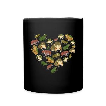 Amphibian Heart Shape Frog Herpetologist Toad - Full Colour Mug - black - Front