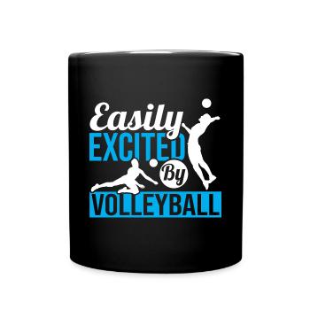 Easily Excited By Volleyball Player Men Blocker Sp - Full Colour Mug - black - Front