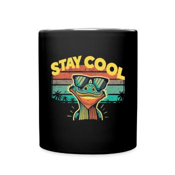 Lézard rétro avec lunettes de soleil - Mug uni - noir - Devant